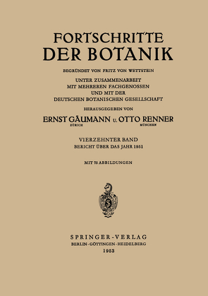 Bericht Über das Jahr 1951 von Gäumann,  Ernst, Renner,  Otto