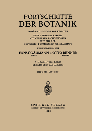 Bericht Über das Jahr 1951 von Gäumann,  Ernst, Renner,  Otto