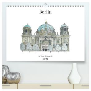 Berlin – in Tinte und Aquarell (hochwertiger Premium Wandkalender 2024 DIN A2 quer), Kunstdruck in Hochglanz von Brill,  Sandra