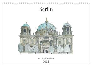 Berlin – in Tinte und Aquarell (Wandkalender 2024 DIN A3 quer), CALVENDO Monatskalender von Brill,  Sandra