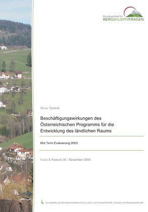 Beschäftigungswirkungen im Rahmen des Österreichischen Programms für die Entwicklung des ländlichen Raums von Tamme,  Oliver