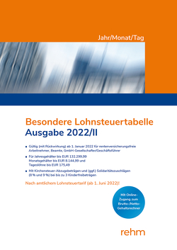 Besondere Lohnsteuertabelle Jahr/Monat/Tag 2022/II