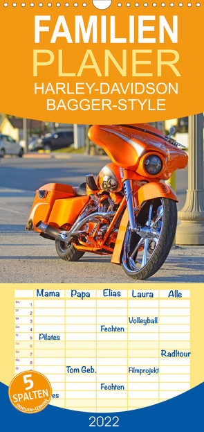 Familienplaner BEST OF HARLEY-DAVIDSON BAGGER-STYLE (Wandkalender 2022 , 21 cm x 45 cm, hoch) von Wolf,  Volker