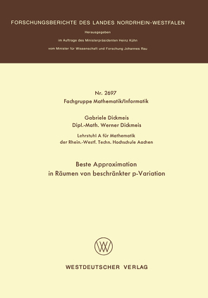 Beste Approximation in Räumen von beschränkter p-Variation von Dickmeis,  Gabriele