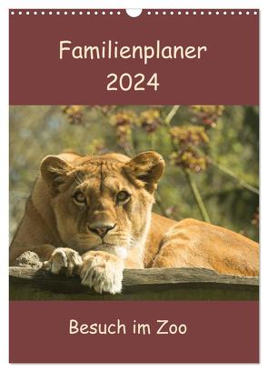 Besuch im Zoo – Familienplaner (Wandkalender 2024 DIN A3 hoch), CALVENDO Monatskalender von Laage (ella),  Elke