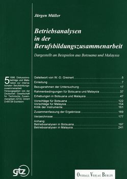 Betriebsanalysen in der Berufsbildungszusammenarbeit von Greinert,  Wolf D, Heitmann,  Werner, Mueller,  Juergen