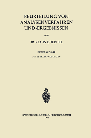 Beurteilung von Analysenverfahren und -Ergebnissen von Doerffel,  Klaus