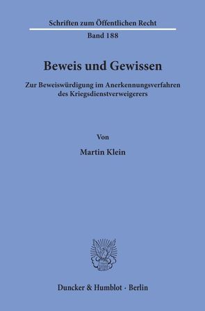 Beweis und Gewissen. von Klein,  Martin