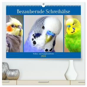 Bezaubernde Schreihälse. Wellen- und Nymphensittiche (hochwertiger Premium Wandkalender 2024 DIN A2 quer), Kunstdruck in Hochglanz von Hurley,  Rose