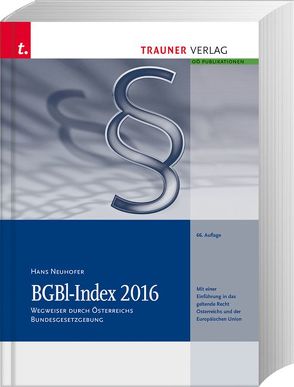 BGBl-Index 2016 von Neuhofer,  Hans