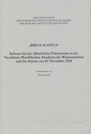 „Biblia Slavica“ von Haneklaus,  Birgitt, Rothe,  Hans