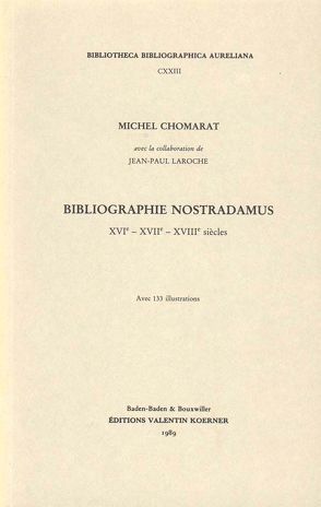 Bibliographie Nostradamus von Chomarat,  Michel