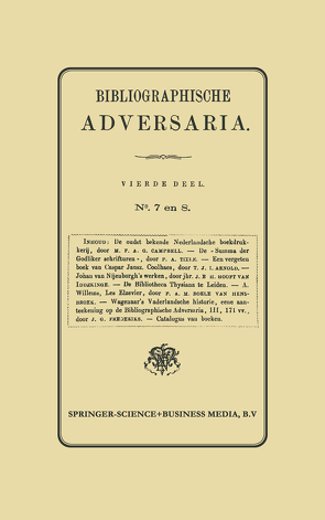 Bibliographische Adversaria von Nijhoff,  Martinus