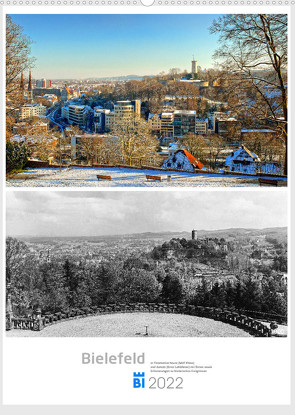 Bielefelder Fotomotive heute und damals mit historischen Ereignissen (Wandkalender 2022 DIN A2 hoch) von Kloss,  Wolf