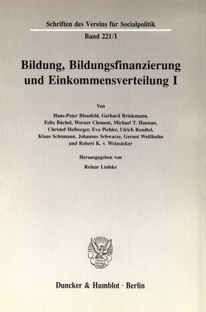 Bildung, Bildungsfinanzierung und Einkommensverteilung I. von Lüdeke,  Reinar