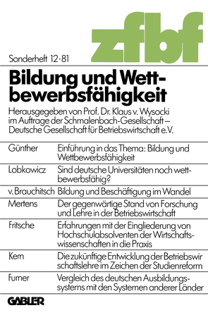 Bildung und Wettbewerbsfähigkeit von Wysocki,  Klaus von