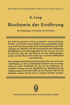 Biochemie der Ernährung von Lang,  K.