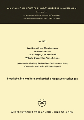 Bioptische, bio- und fermentchemische Magenuntersuchungen von Norpoth,  Leo, Surmann,  Theo