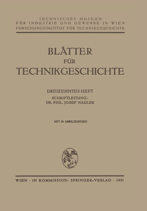 Blätter für Technikgeschichte von Nagler,  Josef