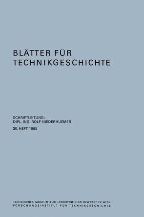 Blätter für Technikgeschichte von Niederhuemer,  Rolf