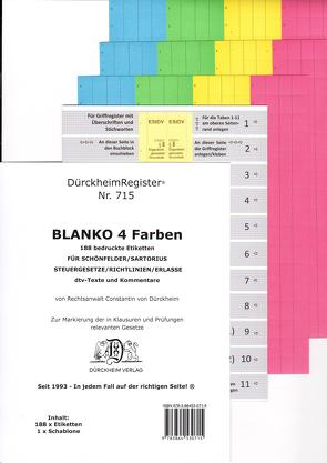 DürckheimRegister® BLANKO-FARBE Beschreibbar für Gesetzestexte mit Stichworten von Dürckheim,  Constantin von