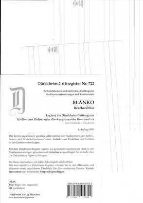 DürckheimRegister® BLANKO-WEISS beschreibbar für Gesetzessammlungen von Dürckheim,  Constantin von