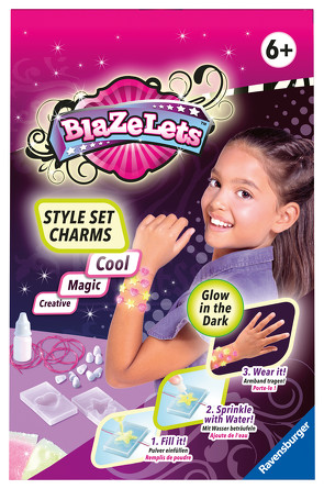 Ravensburger 18128 Blazelets Style Set Charms Glow in the Dark – Magische Armbänder aus Pulver und Wasser, DIY für Kinder ab 6 Jahren