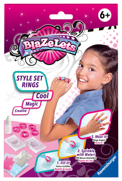 Ravensburger 18099 Blazelets Style Set Rings, Bastelprodukt für magische Ringe aus Pulver und Wasser, DIY für Kinder ab 6 Jahren