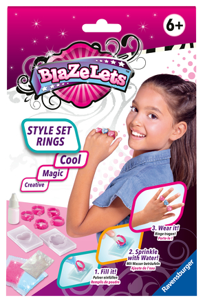 Ravensburger 18099 Blazelets Style Set Rings, Bastelprodukt für magische Ringe aus Pulver und Wasser, DIY für Kinder ab 6 Jahren