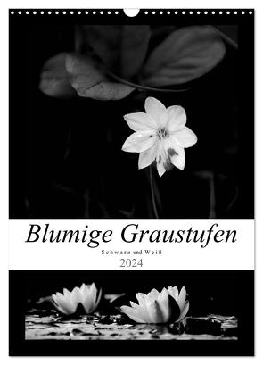 Blumige Graustufen – Schwarz und Weiß (Wandkalender 2024 DIN A3 hoch), CALVENDO Monatskalender von Seidl,  Helene