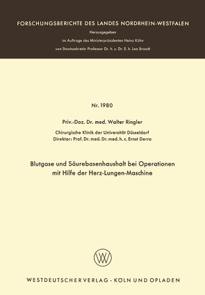 Blutgase und Säurebasenhaushalt bei Operationen mit der Herz-Lungen-Maschine von Ringler,  Walter