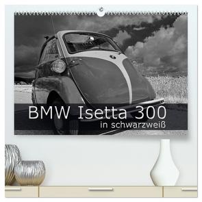 BMW Isetta 300 in schwarzweiß (hochwertiger Premium Wandkalender 2024 DIN A2 quer), Kunstdruck in Hochglanz von Laue,  Ingo