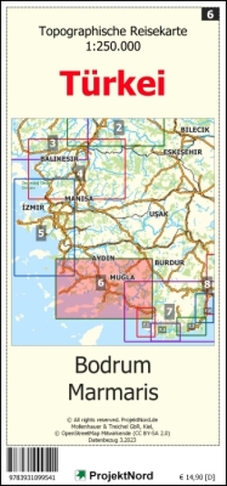 Bodrum – Marmaris – Topographische Reisekarte 1:250.000 Türkei (Blatt 6) von Mollenhauer,  Jens Uwe