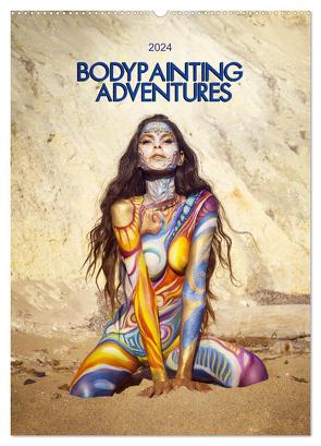 Bodypainting Adventures – Farbe auf nackter Haut (Wandkalender 2024 DIN A2 hoch), CALVENDO Monatskalender von Boehm,  Julie