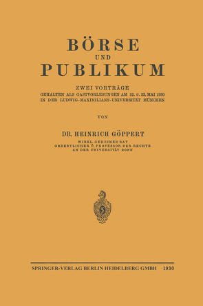 Börse und Publikum von Göppert,  Heinrich