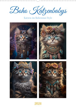 Boho Katzenbabys (Wandkalender 2024 DIN A2 hoch), CALVENDO Monatskalender von Gierok-Latniak,  Steffen