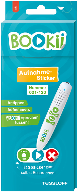 BOOKii® Aufnahme-Sticker neutral Paket 1, Nr. 001-120 (120 Stück)