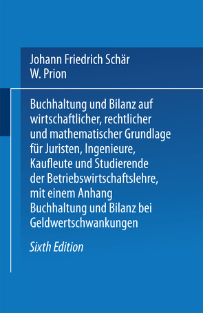 Buchhaltung und Bilanz von Prion,  W., Schär,  Johann Friedrich