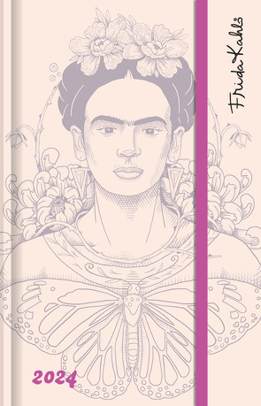 Frida Kahlo Wochen-Notizkalender klein 2024 – Taschen-Kalender 9×14 cm – mit Verschlussband & Falttasche – Weekly