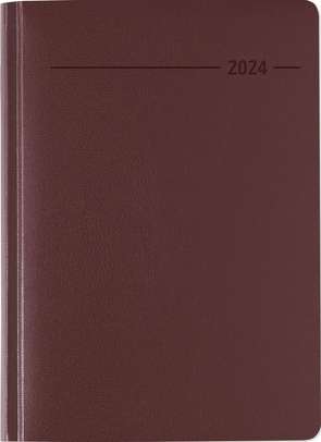 Buchkalender Balacron rot 2024 – Büro-Kalender A5 – Cheftimer – 1 Tag 1 Seite – 416 Seiten – Balacron-Einband – Alpha Edition