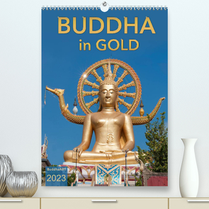 BUDDHA in GOLD (Premium, hochwertiger DIN A2 Wandkalender 2023, Kunstdruck in Hochglanz) von BuddhaART