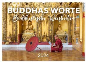 BUDDHAS WORTE – Buddhistische Weisheiten (Wandkalender 2024 DIN A2 quer), CALVENDO Monatskalender von Weigt,  Mario