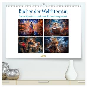 Bücher der Weltliteratur (hochwertiger Premium Wandkalender 2024 DIN A2 quer), Kunstdruck in Hochglanz von Gierok-Latniak,  Steffen