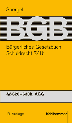 Bürgerliches Gesetzbuch mit Einführungsgesetz und Nebengesetzen (BGB) von Fischinger,  Philipp S., Hofer,  Jonas B., Holzner,  Claudia, Klein,  Thomas, Kretschmer,  Lucia, Manok,  Andreas, Matthiessen,  Michael, Prütting,  Jens, Raab,  Thomas, Seifert,  Achim, Soergel,  Hans-Theodor, Weber,  Ralph