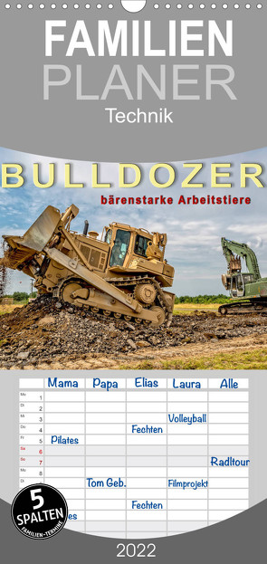 Familienplaner Bulldozer – bärenstarke Arbeitstiere (Wandkalender 2022 , 21 cm x 45 cm, hoch) von Roder,  Peter