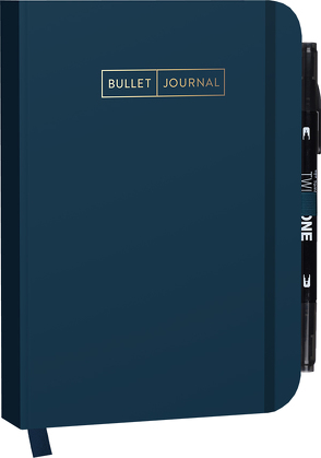 Bullet Journal „Deep Blue“ 05 mit original Tombow TwinTone Dual-Tip Marker 33 black