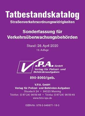 Bundeseinheitlicher Tatbestandskatalog – Sonderfassung für Verkehrsüberwachung von V.P.A. GmbH