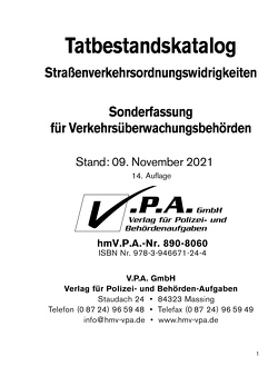 Bundeseinheitlicher Tatbestandskatalog – Sonderfassung für Verkehrsüberwachung von V.P.A. GmbH