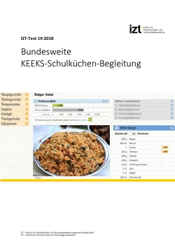 Bundesweite KEEKS-Schulküchen-Begleitung von Baedeker,  Carolin, Barthels,  Ruth, Engelmann,  Tobias, Eyrich,  Ralph, Scharp,  Michael, Schmidthals,  Malte, Schulz-Brauckhoff,  Sabine, Wagner,  Lynn, Wagner,  Tobias, Wieser,  Pia