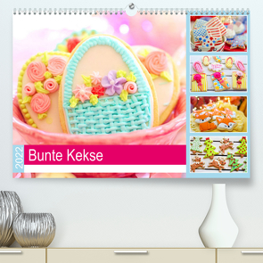 Bunte Kekse. Kleine Kunstwerke mit Zuckerguss (Premium, hochwertiger DIN A2 Wandkalender 2022, Kunstdruck in Hochglanz) von Hurley,  Rose